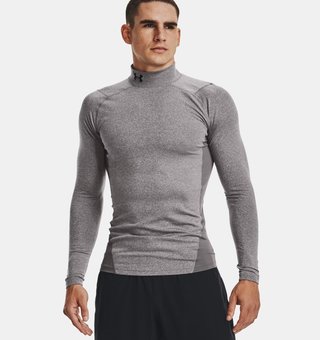 Under Armour ColdGear® Compression Mock men's top, charcoal light heather/black
