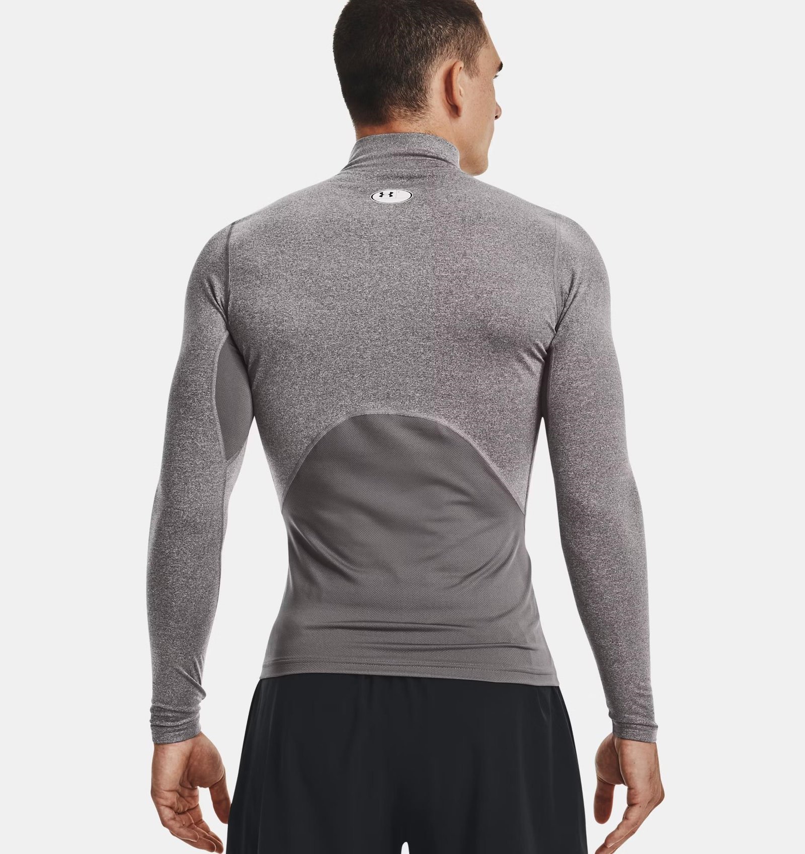 Under Armour ColdGear® Compression Mock men's top, charcoal light heather/black