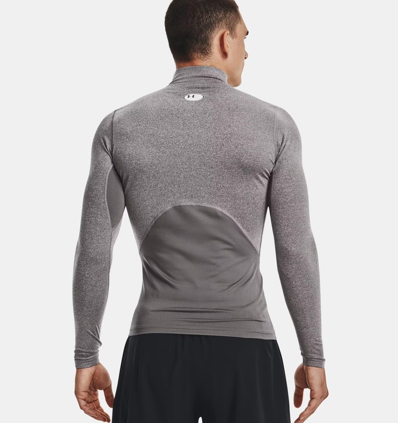 Under Armour ColdGear® Compression Mock men's top, charcoal light heather/black