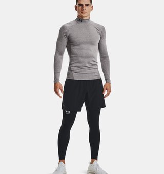 Under Armour ColdGear® Compression Mock men's top, charcoal light heather/black