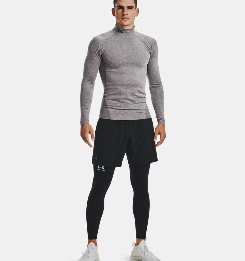 Under Armour ColdGear® Compression Mock men's top, charcoal light heather/black