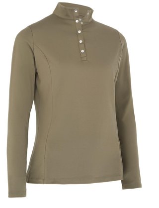 Callaway Thermal Longsleeve Fleece Back women's jersey polo, industrial green