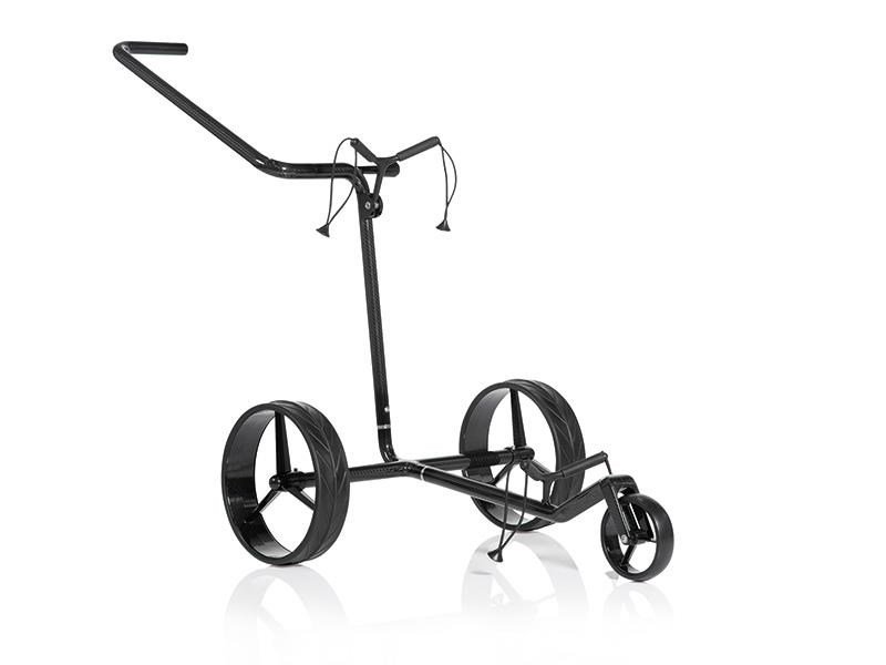 JuCad Carbon Shine 3-wheeled manual trolley, shiny black + carry bag JTT