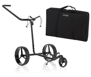 JuCad Carbon Shine 3-wheeled manual trolley, shiny black + carry bag JTT