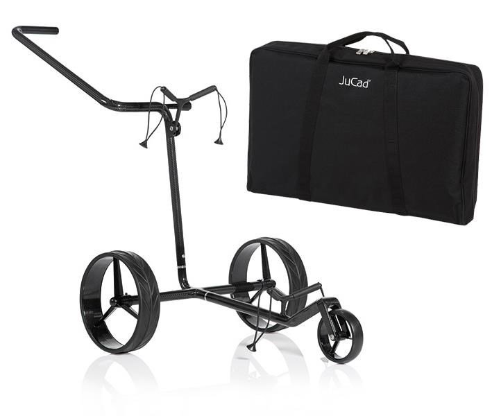 JuCad Carbon Shine 3-wheeled manual trolley, shiny black + carry bag JTT