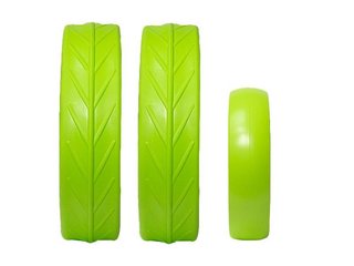 JuCad tires - 2 rear wheels, 1 front wheel, green