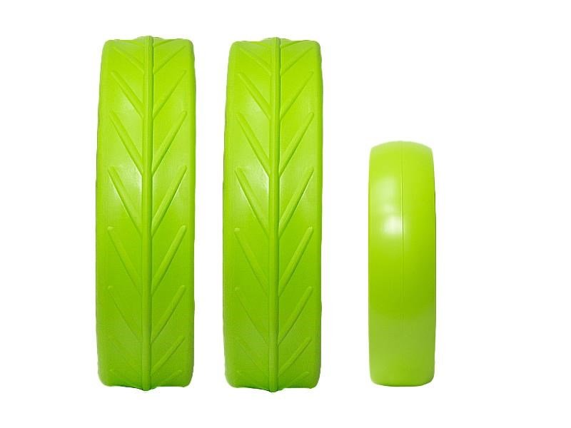 JuCad tires - 2 rear wheels, 1 front wheel, green