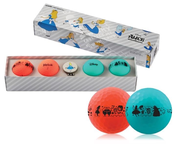 Volvik VIVID DISNEY ALICE golf pack (4 balls + ballmarker), mix barev