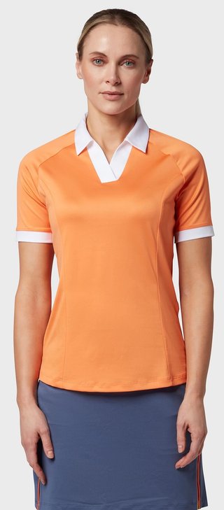 Callaway V-Placket Colorblock women's polo, nectarine
