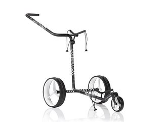 JuCad Carbon Zebra manual trolley, white/black matt finish in 3K design + carry bag JTT