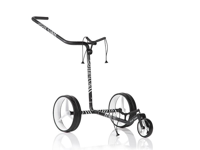 JuCad Carbon Zebra manual trolley, white/black matt finish in 3K design + carry bag JTT
