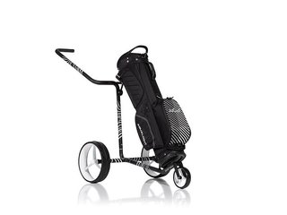 JuCad Carbon Zebra manual trolley, white/black matt finish in 3K design + carry bag JTT