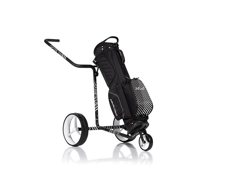 JuCad Carbon Zebra manual trolley, white/black matt finish in 3K design + carry bag JTT