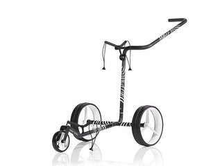 JuCad Carbon Zebra manual trolley, white/black matt finish in 3K design + carry bag JTT