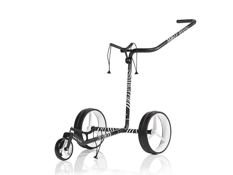 JuCad Carbon Zebra manual trolley, white/black matt finish in 3K design + carry bag JTT