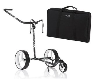 JuCad Carbon Zebra manual trolley, white/black matt finish in 3K design + carry bag JTT