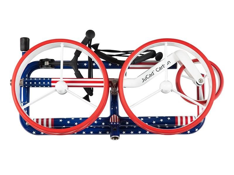 JuCad Carbon USA manual trolley + carry bag JTT, blue/red