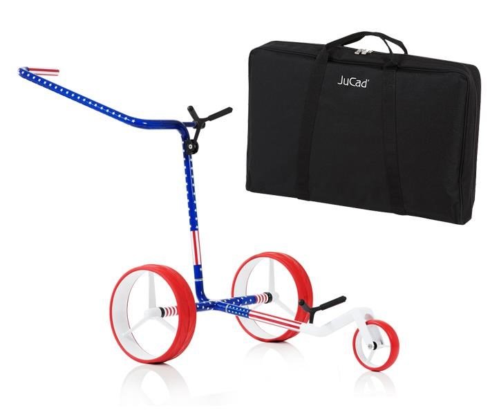JuCad Carbon USA manual trolley + carry bag JTT, blue/red