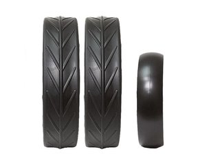JuCad tires - 2 rear wheels, 1 front wheel, BLACK