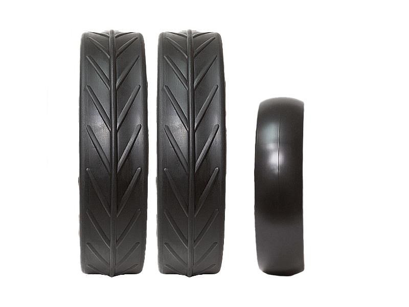 JuCad tires - 2 rear wheels, 1 front wheel, BLACK