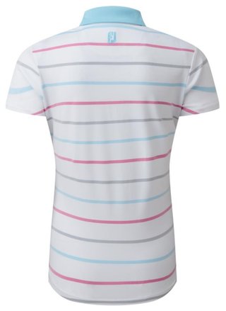 FootJoy Birdseye Stripe Smooth Jacquard women's polo, white/blue