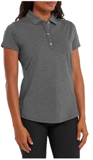 FootJoy Heather Self-Collar Lisle women's polo, black