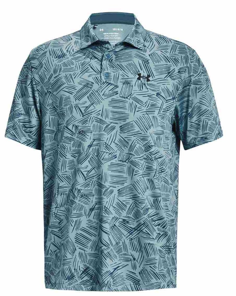Under Armour Playoff 3.0 Printed men's polo, still water/static blue