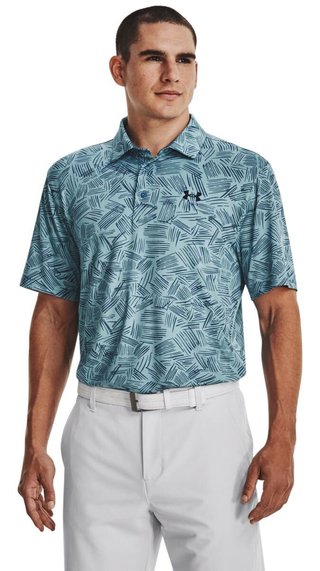 Under Armour Playoff 3.0 Printed men's polo, still water/static blue