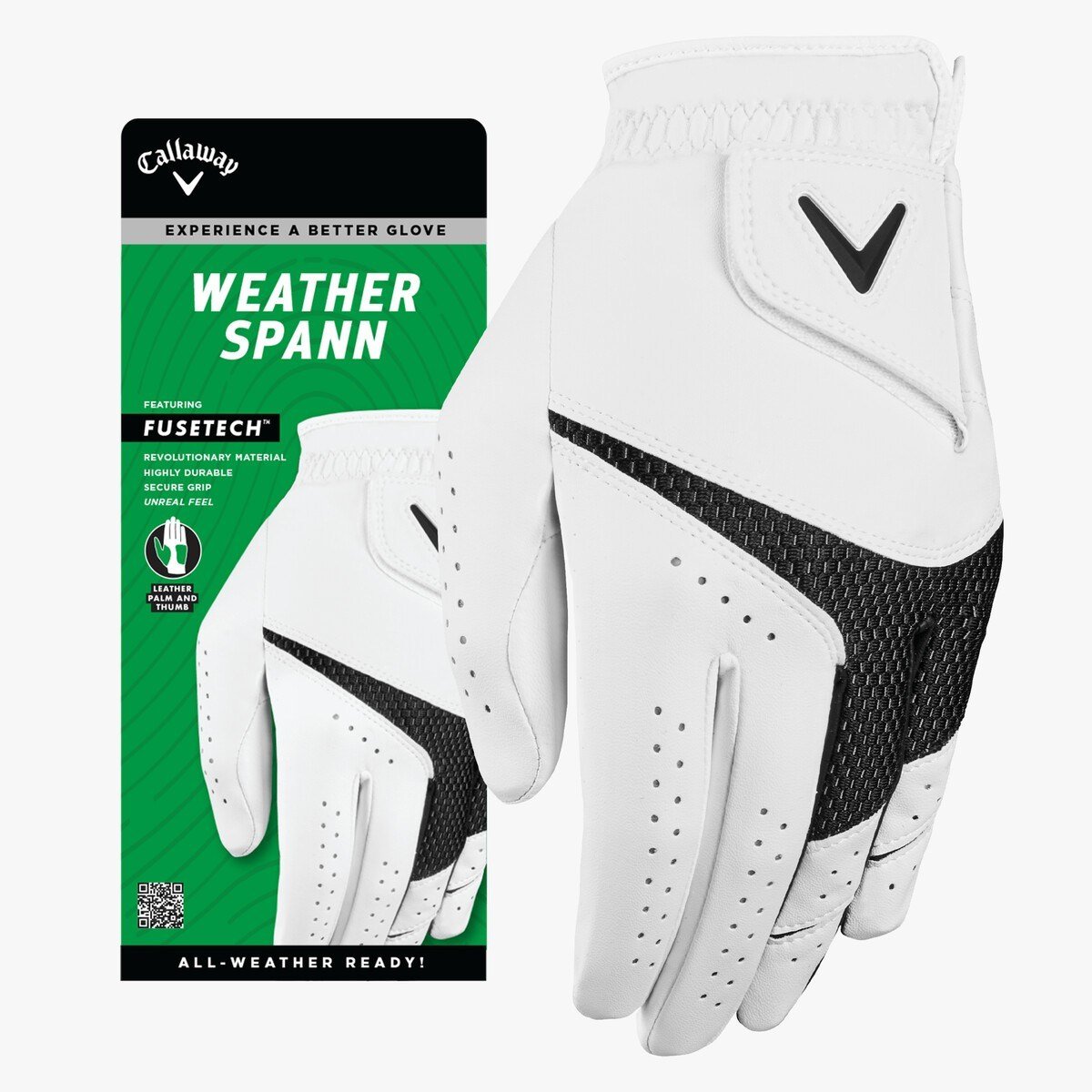 Callaway Weather Spann mens golf glove, white