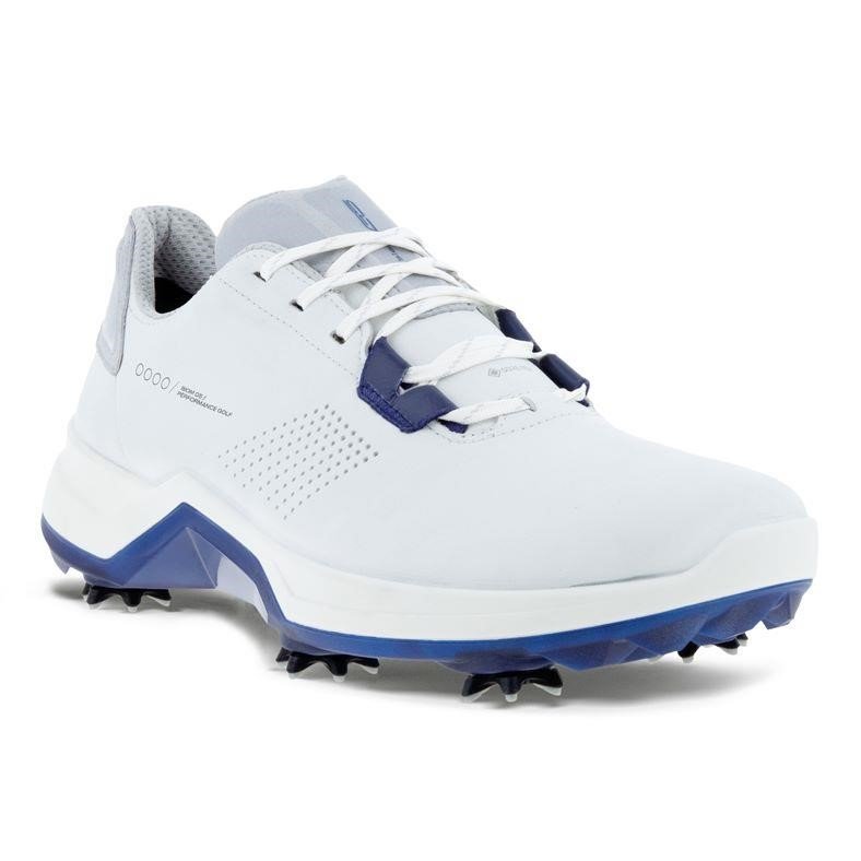Ecco Biom G5 mens golf shoes, white/blue