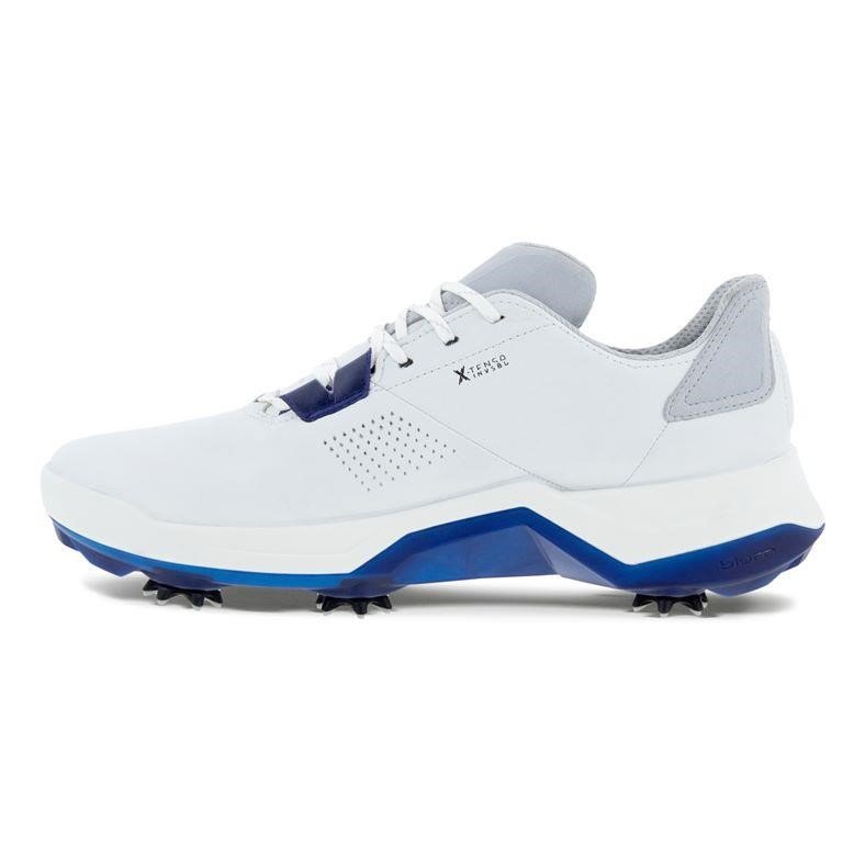 Ecco Biom G5 mens golf shoes, white/blue