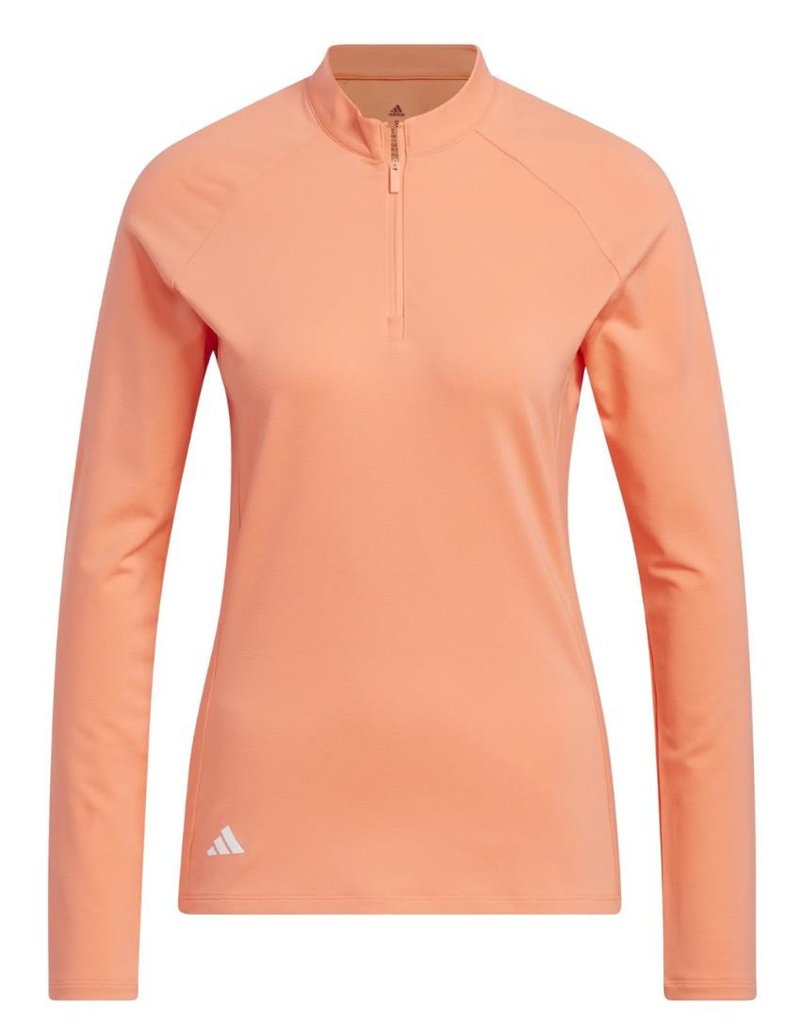 Adidas Solid Quarter Zip Long Sleeve women's sweatshirt, coral fusion