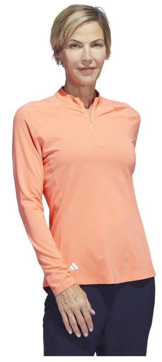 Adidas Solid Quarter Zip Long Sleeve women's sweatshirt, coral fusion
