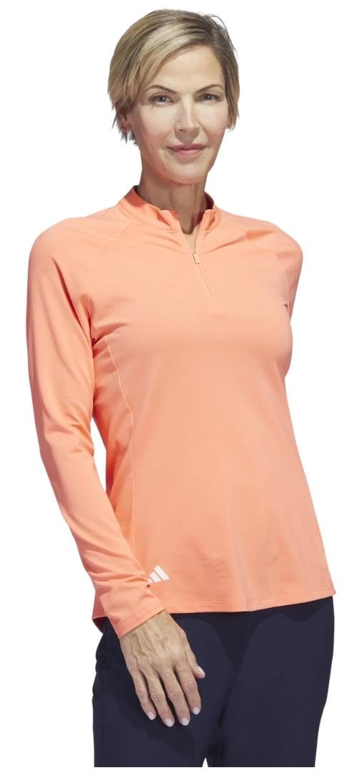 Adidas Solid Quarter Zip Long Sleeve women's sweatshirt, coral fusion