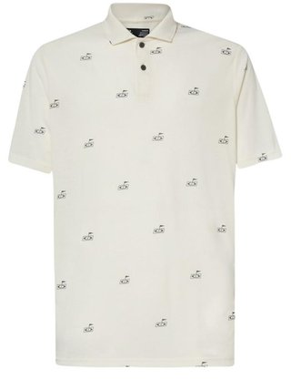 Oakley Golf Flag Pattern men's polo, arctic white