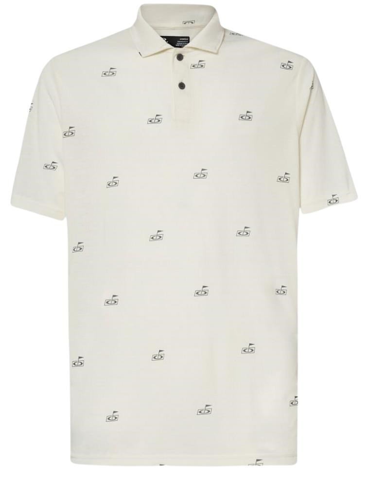 Oakley Golf Flag Pattern men's polo, arctic white