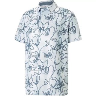Puma Cloudspun Stems men's polo, white/evening sky