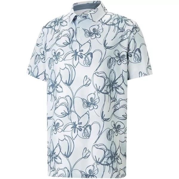 Puma Cloudspun Stems men's polo, white/evening sky