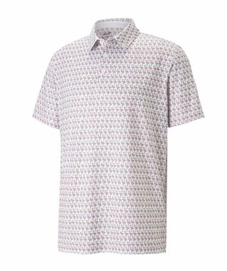 Puma Mattr Flamingo men's polo, bright white/flamingo pink