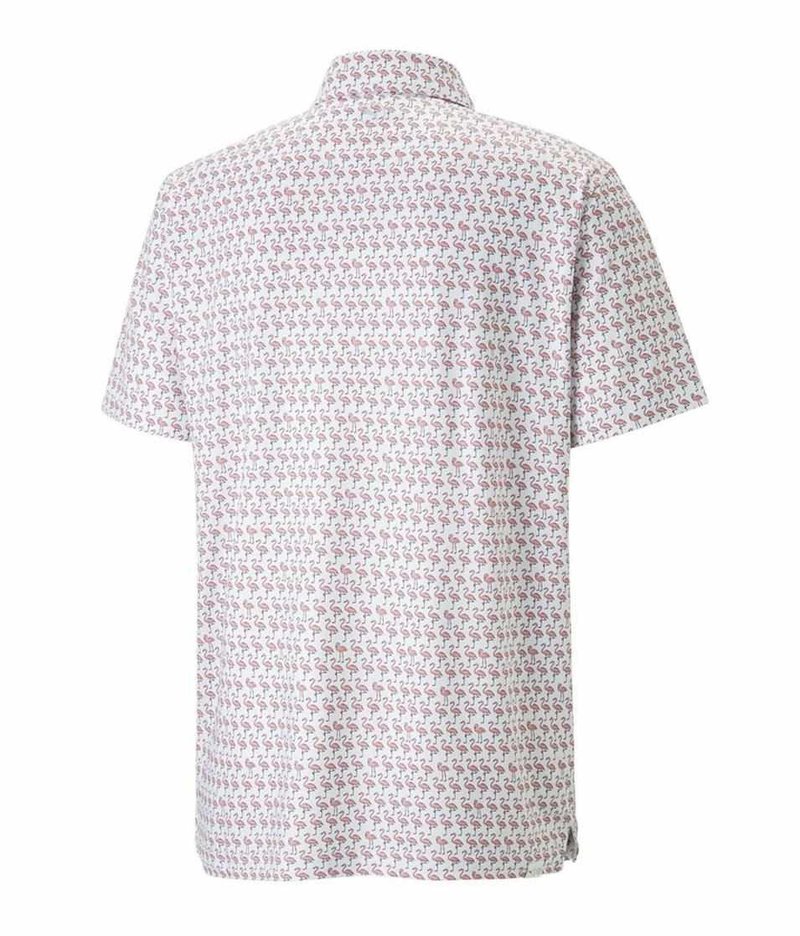 Puma Mattr Flamingo men's polo, bright white/flamingo pink