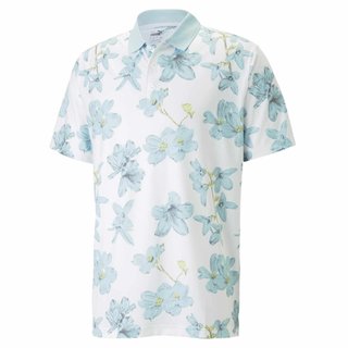 Puma Mattr Verdant men's polo, bright white/tropical aqua