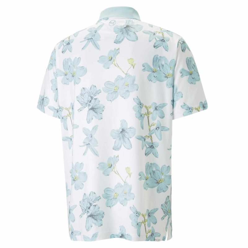 Puma Mattr Verdant men's polo, bright white/tropical aqua