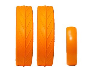 JuCad tires - 2 rear wheels, 1 front wheel, orange
