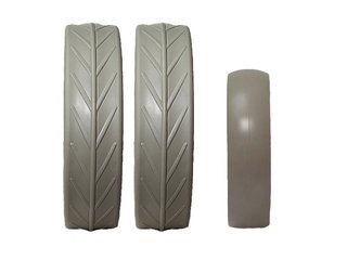JuCad tires - 2 rear wheels, 1 front wheel, grey