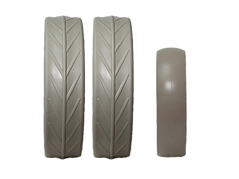 JuCad tires - 2 rear wheels, 1 front wheel, grey