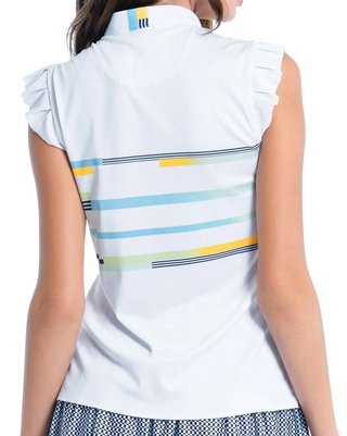 Lucky in Love Finish Line Sleeveless women's polo, white