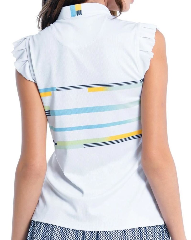 Lucky in Love Finish Line Sleeveless women's polo, white