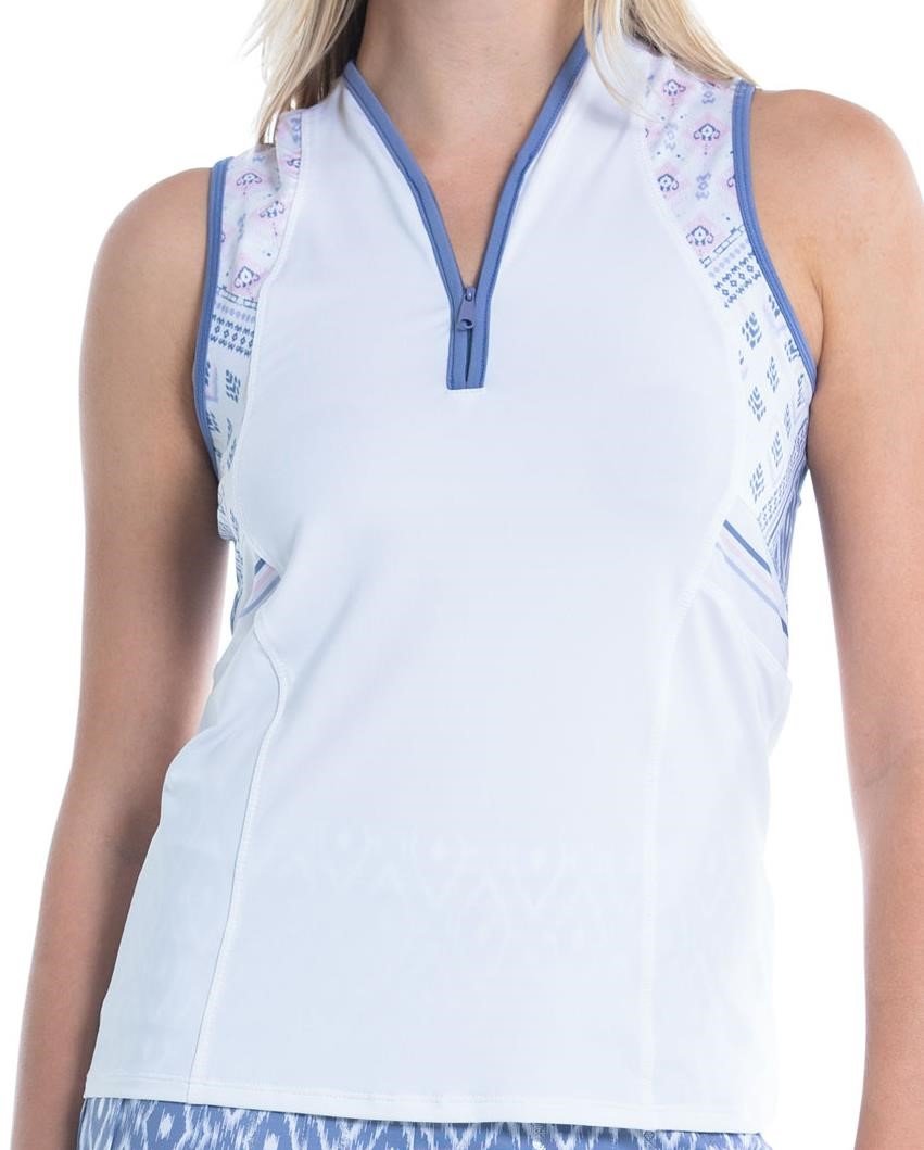 Lucky in Love All In Ikat women's sleeveless top, white