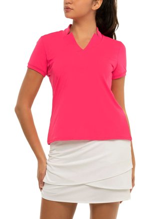 Lucky in Love Chi Chi Short Sleeve women's polo, melon