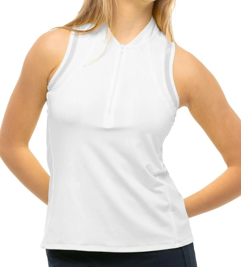 Lucky in Love My Favorite women's sleeveless polo, white
